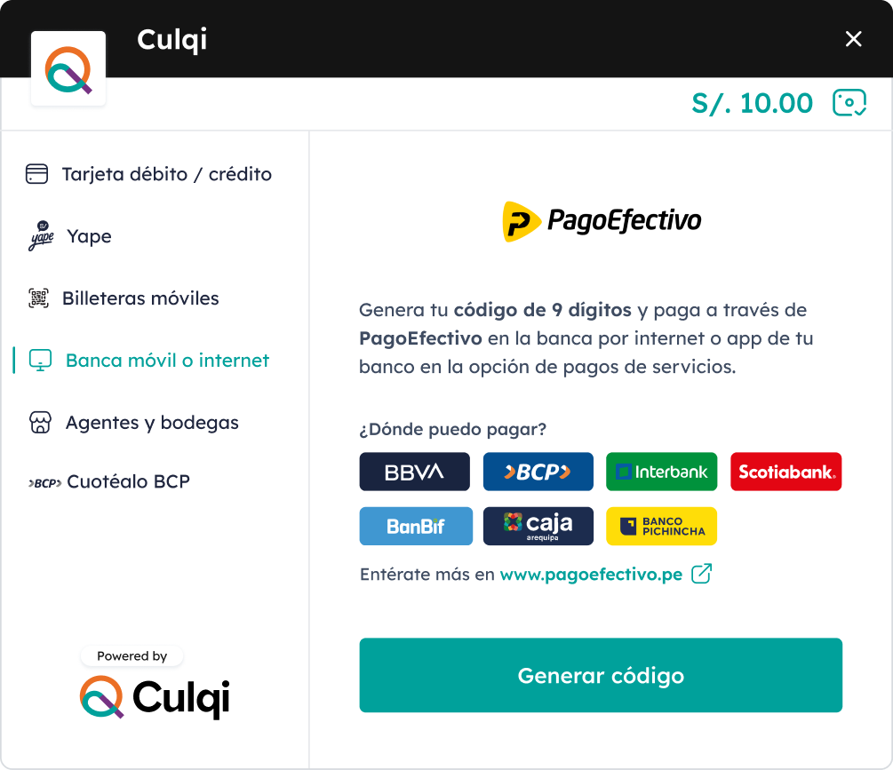 Culqi Checkout #min