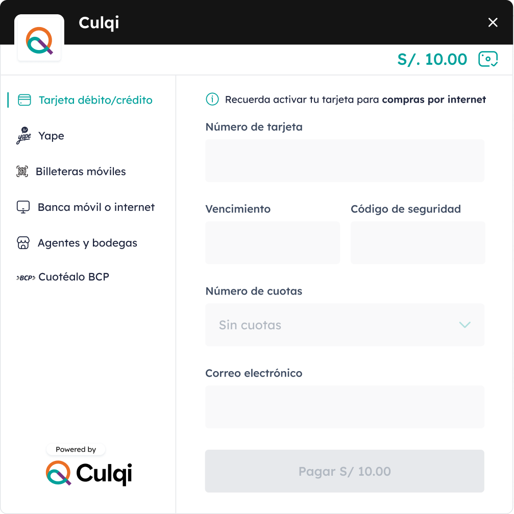Culqi Checkout #min