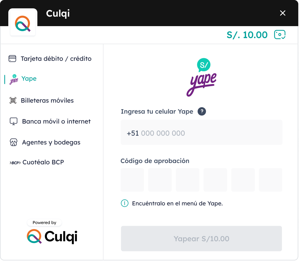 Culqi Checkout #min